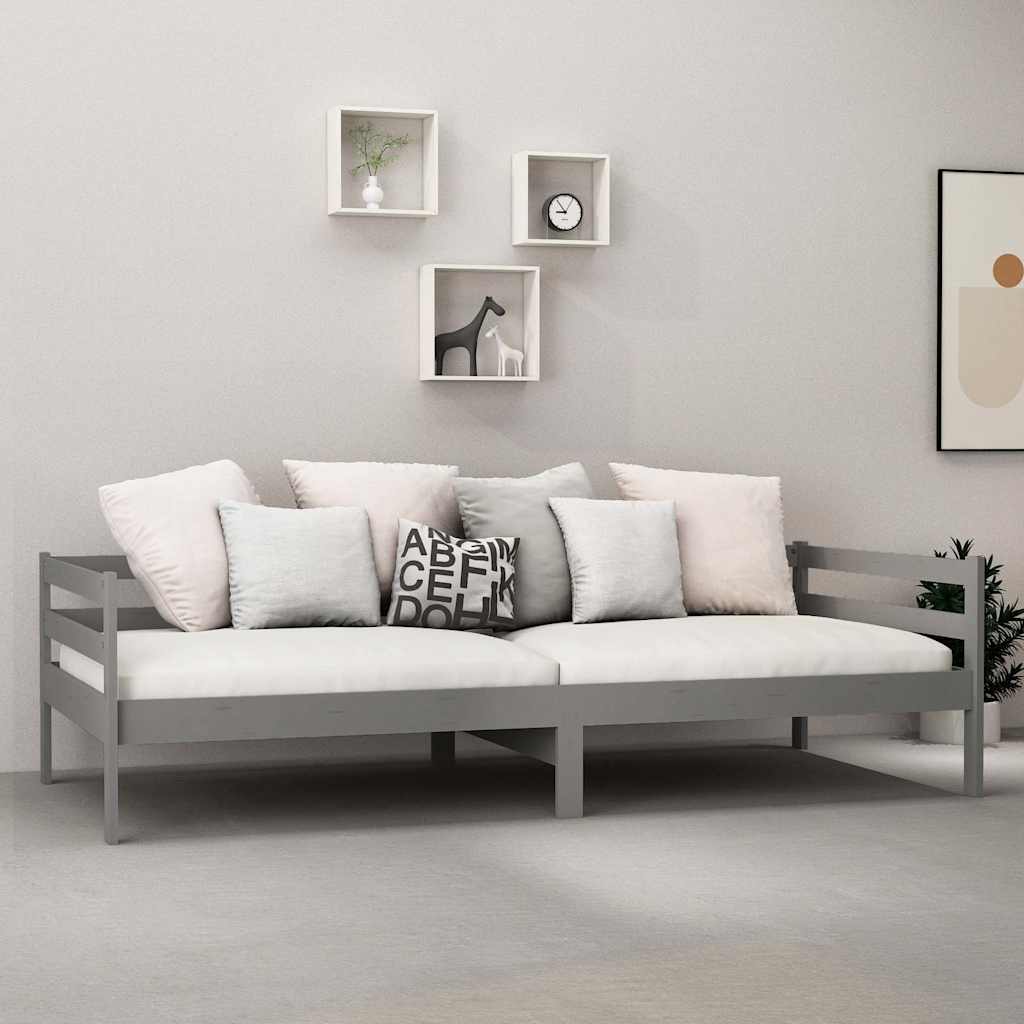 Vidaxl slaapbank met matras massief grenenhout grijs 90x200 cm