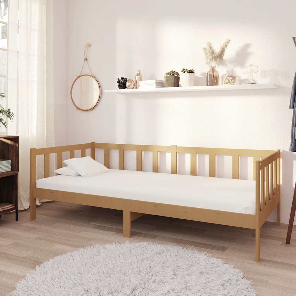 Vidaxl slaapbank met matras massief grenenhout honingbruin 90x200 cm