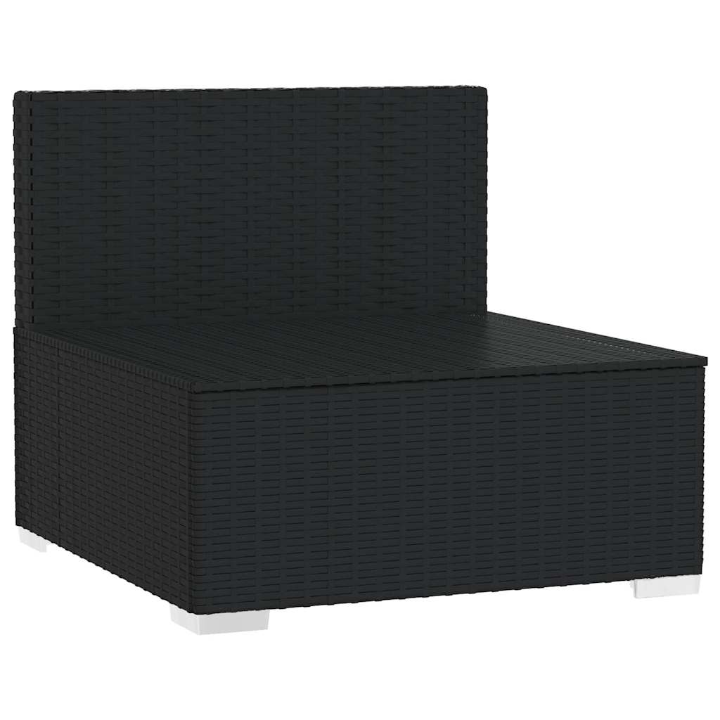 Vidaxl tuinmiddenbank met kussens poly rattan zwart