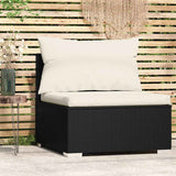 Vidaxl tuinmiddenbank met kussens poly rattan zwart