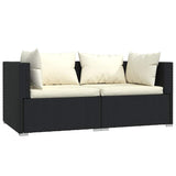Vidaxl 3-delige loungeset met kussens poly rattan zwart