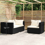 Vidaxl 3-delige loungeset met kussens poly rattan zwart