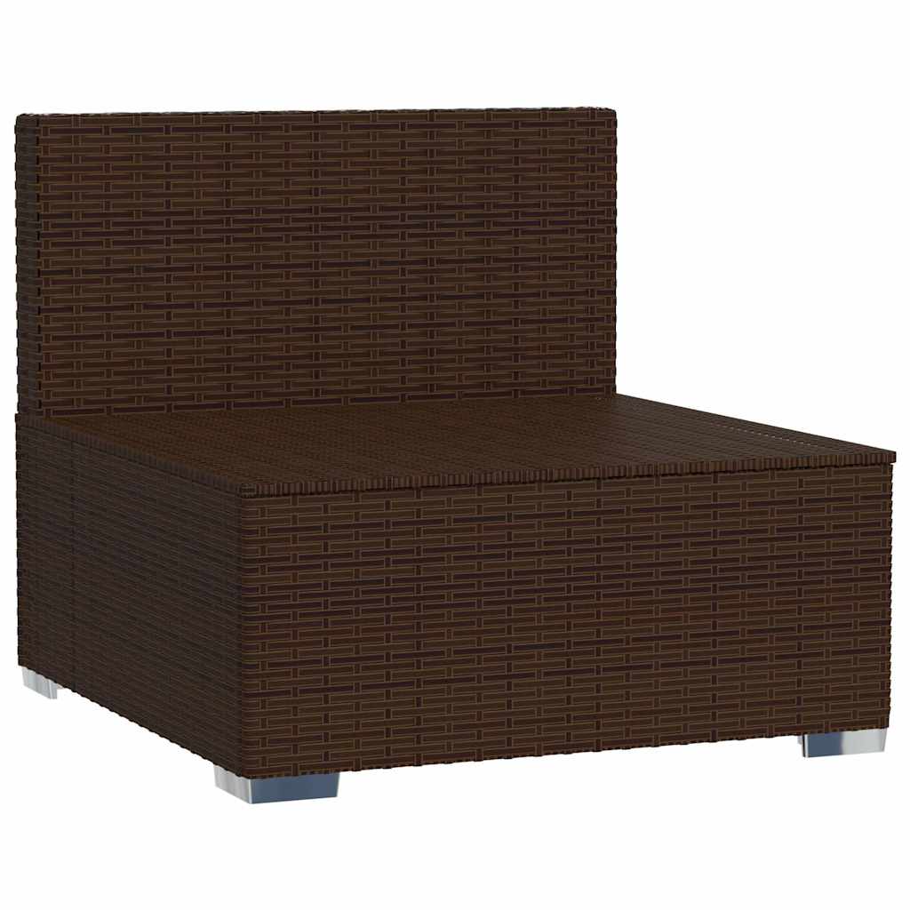 Vidaxl tuinmiddenbank met kussens poly rattan bruin