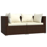 Vidaxl 3-delige loungeset met kussens poly rattan bruin
