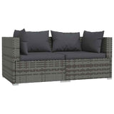 Vidaxl tweezitsbank met kussens poly rattan grijs