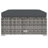 Vidaxl tuinvoetenbank met kussen 70x70x30 cm poly rattan grijs