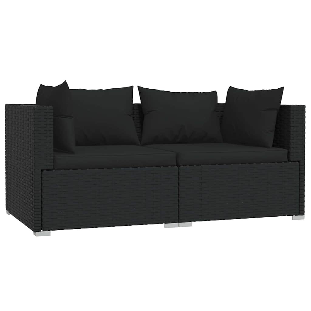 Vidaxl 3-delige loungeset met kussens poly rattan zwart