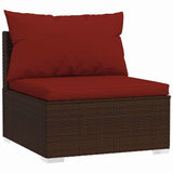 Vidaxl 4-delige loungeset met kussens poly rattan bruin