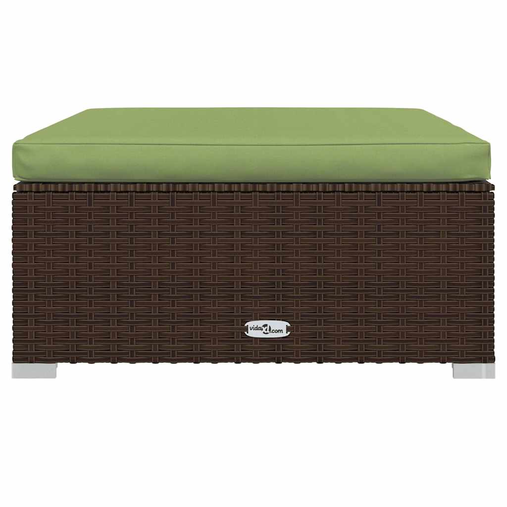 Vidaxl tuinvoetenbank met kussen 70x70x30 cm poly rattan bruin