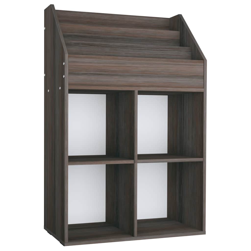 Vidaxl kindertijdschriftenrek 71x30x114 cm bewerkt hout grijs en eiken