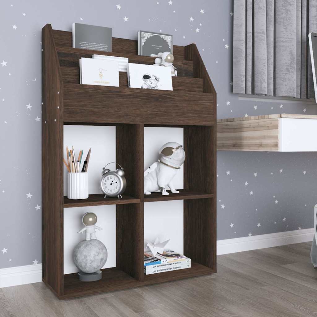 Vidaxl kindertijdschriftenrek 71x30x114 cm bewerkt hout gerookt eiken