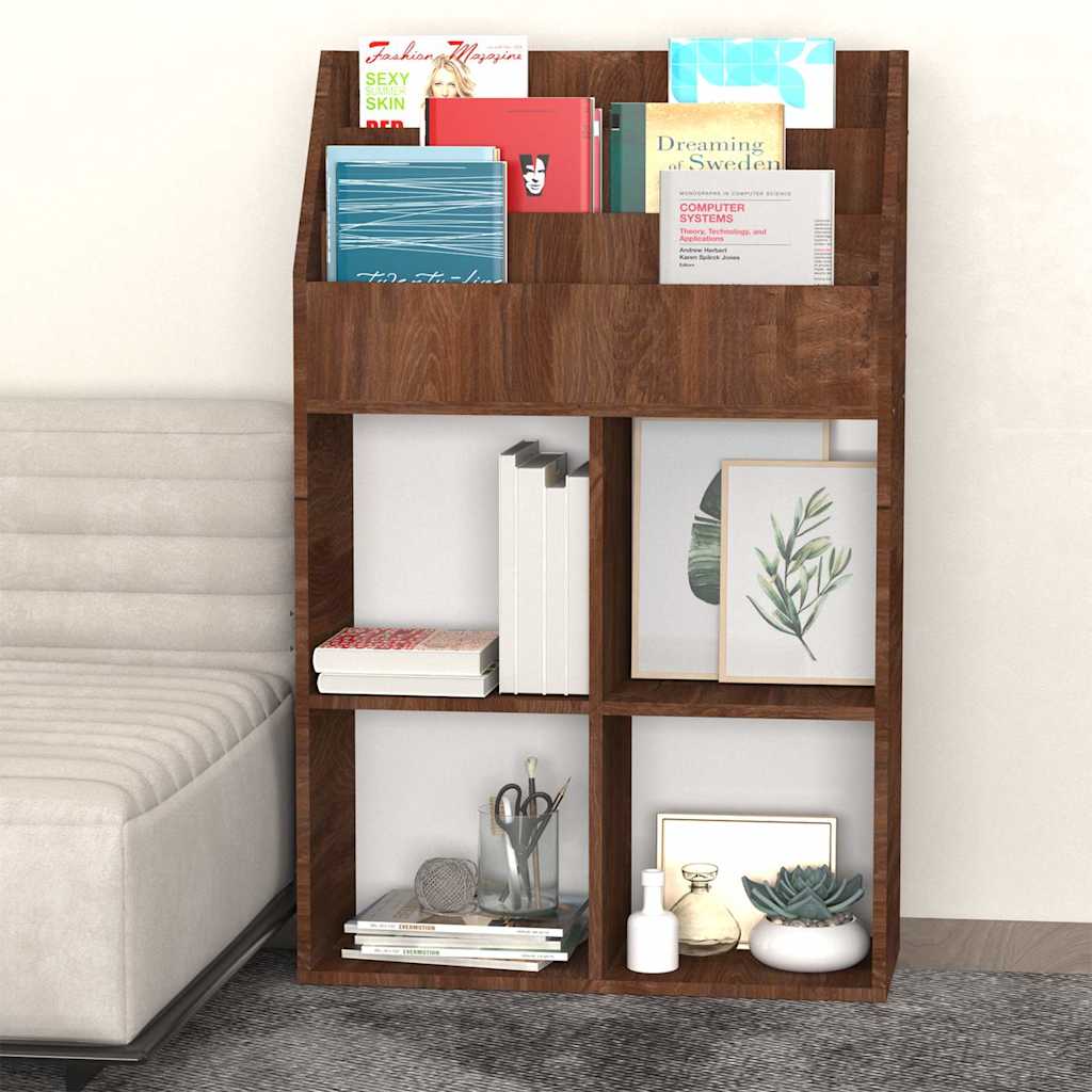 Vidaxl kindertijdschriftenrek 71x30x114 cm bewerkt hout bruineiken