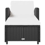 Vidaxl ligbed met crèmewit kussen poly rattan zwart