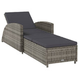 Vidaxl ligbed met donkergrijs kussen poly rattan grijs