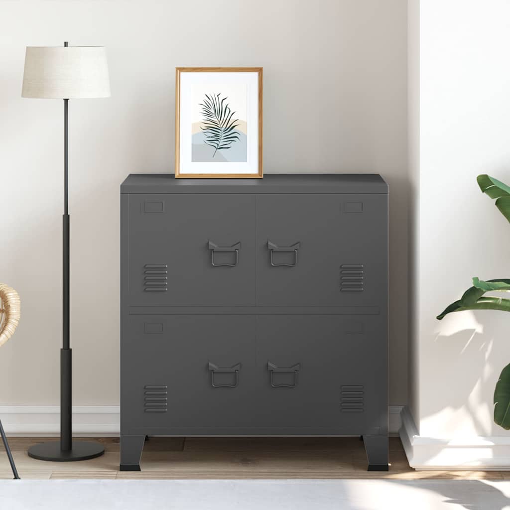 Vidaxl opbergkast industrieel 75x40x80 cm staal antracietkleurig