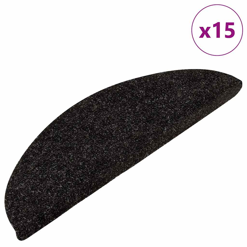 Vidaxl stair mats self -adhesive 15 st 56x17x3 cm anthracite -colored