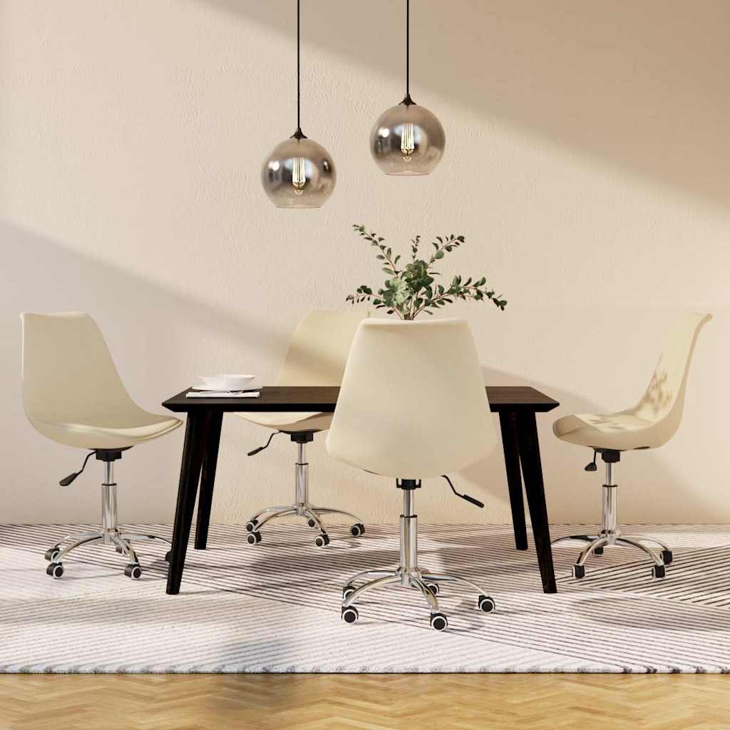 Vidaxl eetkamerstoelen 4 st draaibaar stof crèmekleurig
