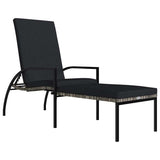 Vidaxl ligbed met voetensteun polyetheen rattan grijs