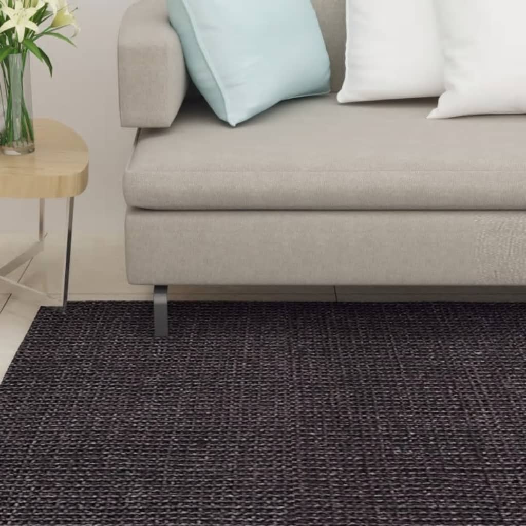 Vidaxl Teppich 66x350 cm Natural Sisal Schwarz