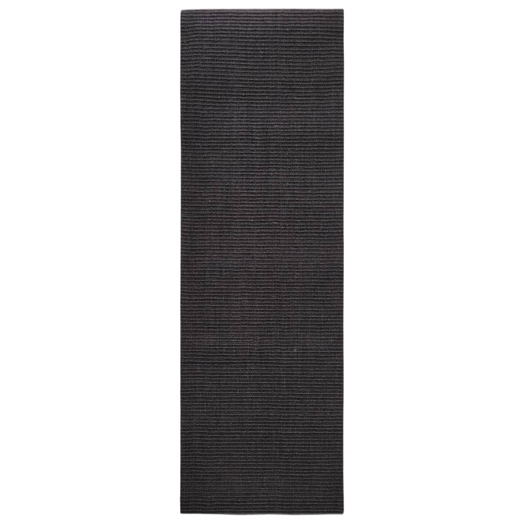 Vidaxl Rug 80x250 cm Natural Sisal Black