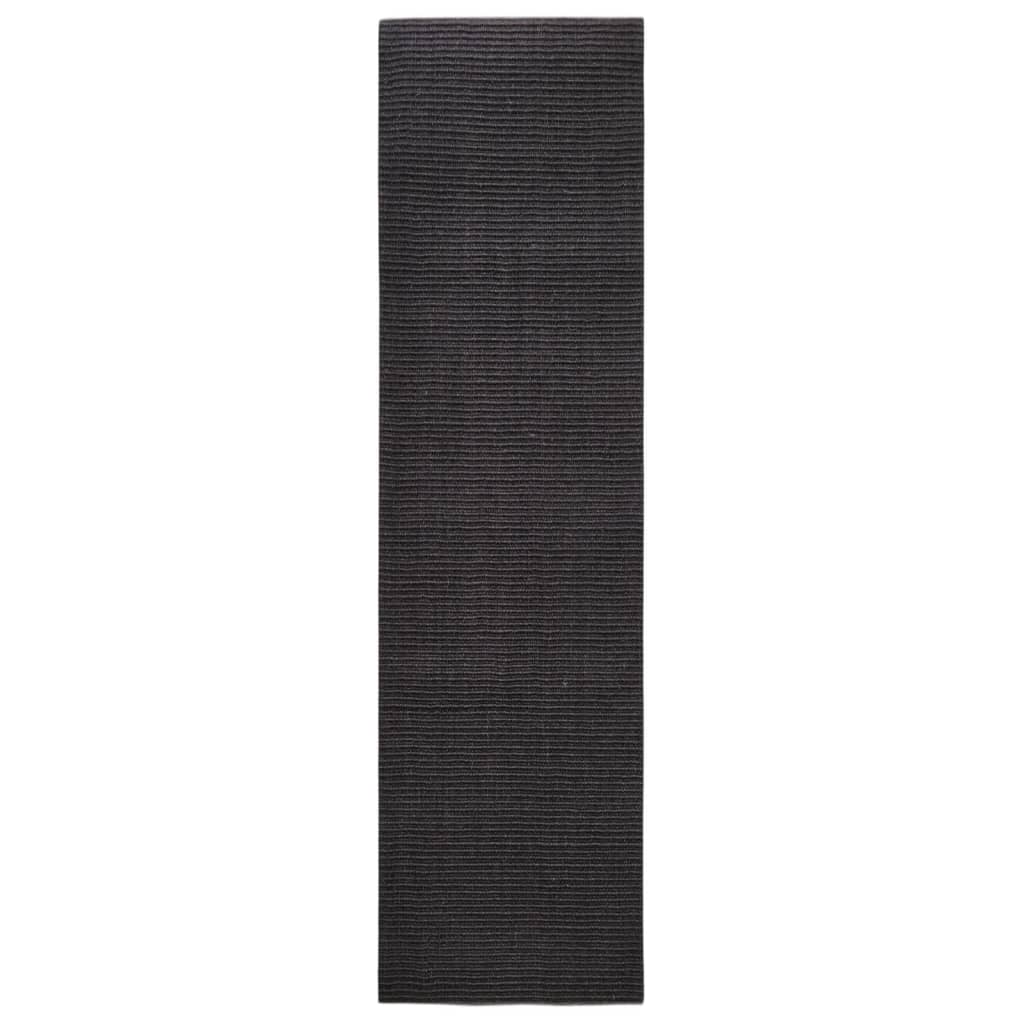 Vidaxl Rug 80x300 cm Natural Sisal Schwarz