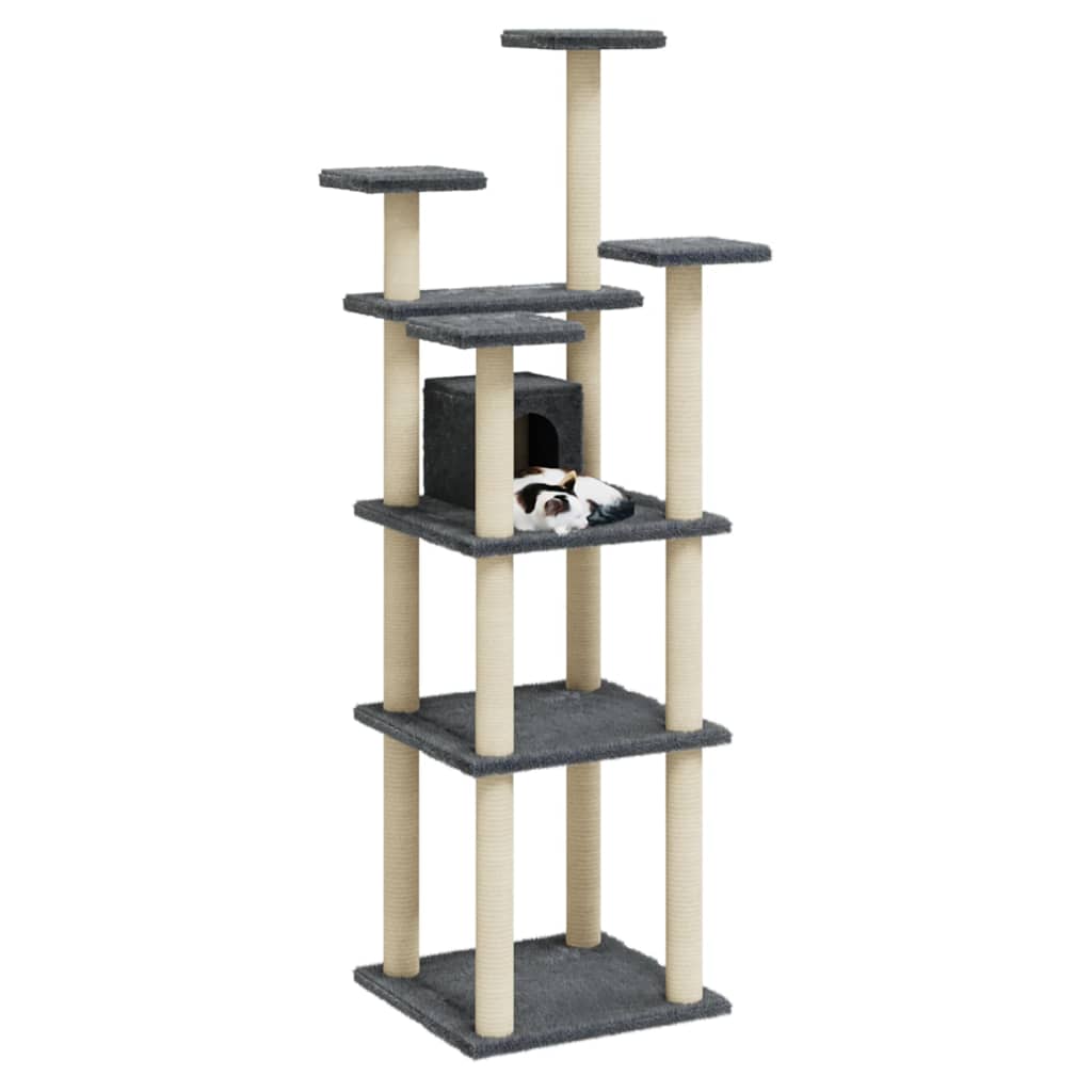 Vidaxl cat furniture with sisal scratching posts 171 cm dark gray