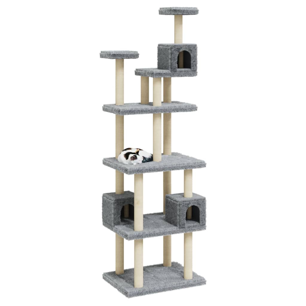 Vidaxl -Katzenmöbel mit Sisal -Kratzerpfosten 188 cm hellgrau