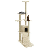 Vidaxl -Katzenmöbel mit Sisal -Kratzerpfosten 155 cm creme -gelenkt