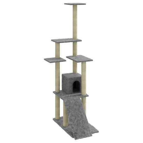 Vidaxl -Katzenmöbel mit Sisal -Kratzerpfosten 155 cm hellgrau