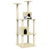 Vidaxl -Katzenmöbel mit Sisal -Kratzer -Pfosten 141 cm creme -gelenkt