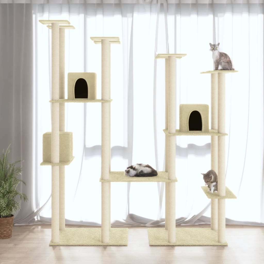 Muebles de gato de Vidaxl con postes de rascado de sisal 174 cm de crema