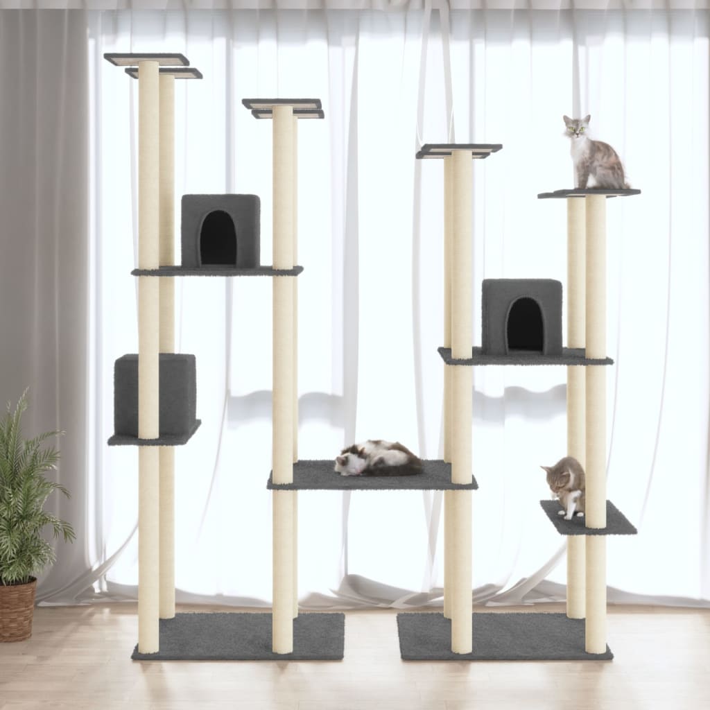 Vidaxl cat furniture with sisal scratching posts 174 cm dark gray