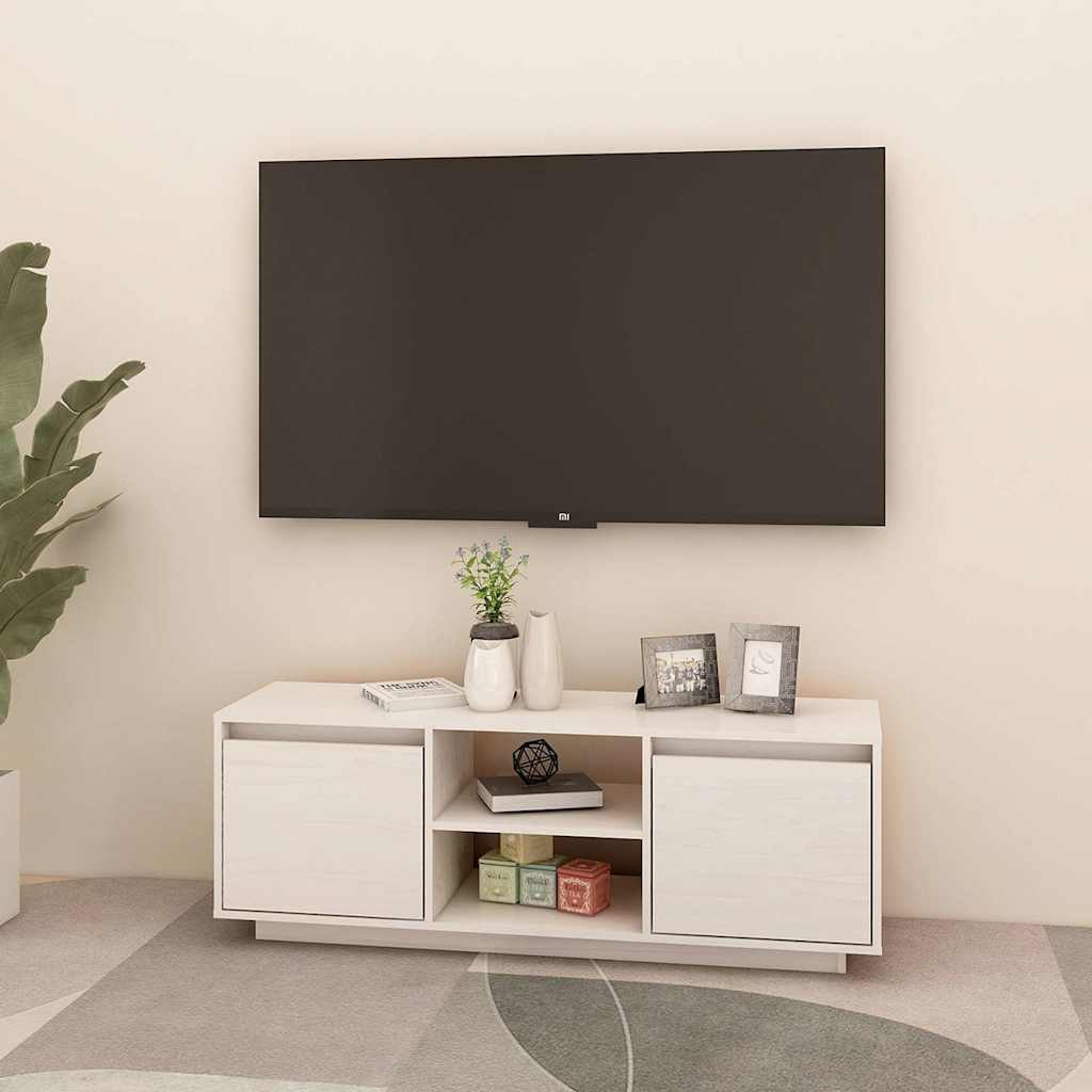 Vidaxl tv-meubel 110x30x40 cm massief grenenhout wit