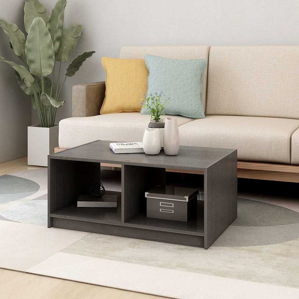 Vidaxl salontafel 75x50x33,5 cm massief grenenhout grijs