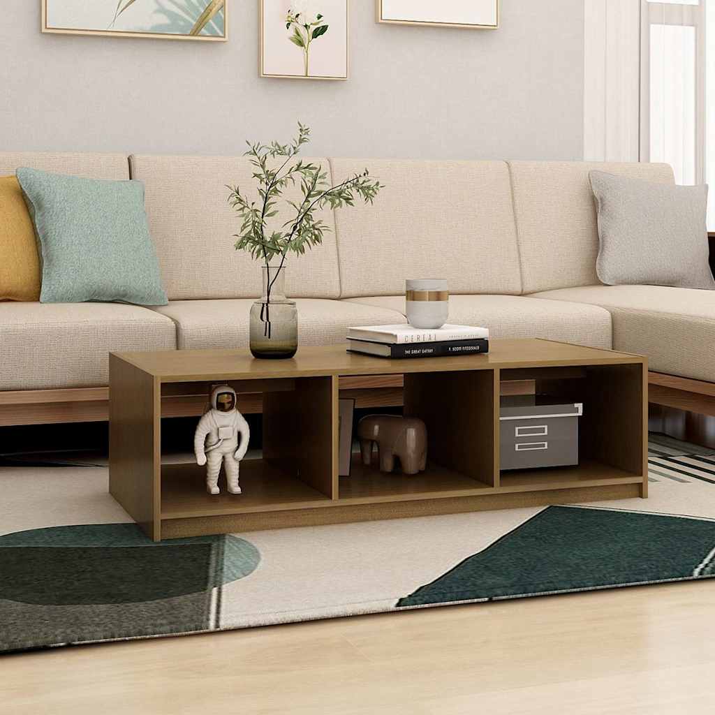 Vidaxl salontafel 110x50x34 cm massief grenenhout honingbruin