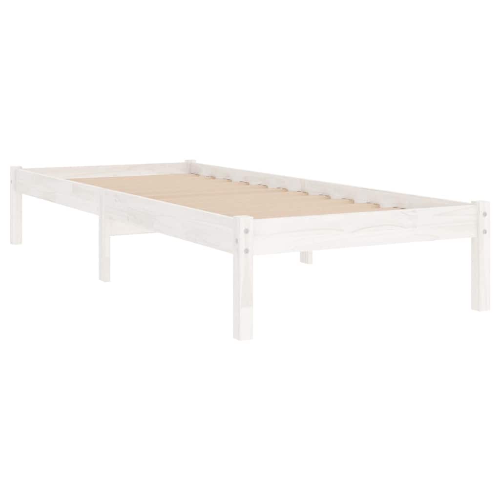 Vidaxl bedframe massief hout wit 75x190 cm