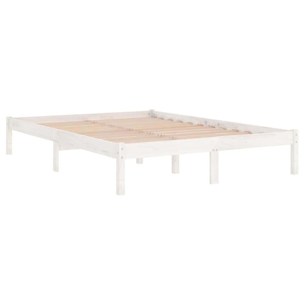 Vidaxl bedframe massief hout wit 135x190 cm