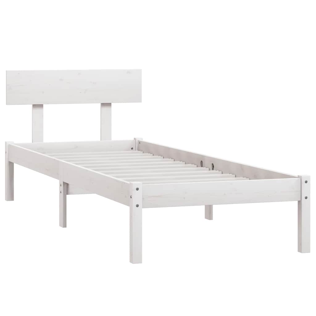 Vidaxl bedframe massief hout wit 75x190 cm