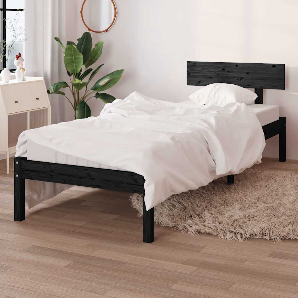 Vidaxl bedframe massief hout zwart 75x190 cm