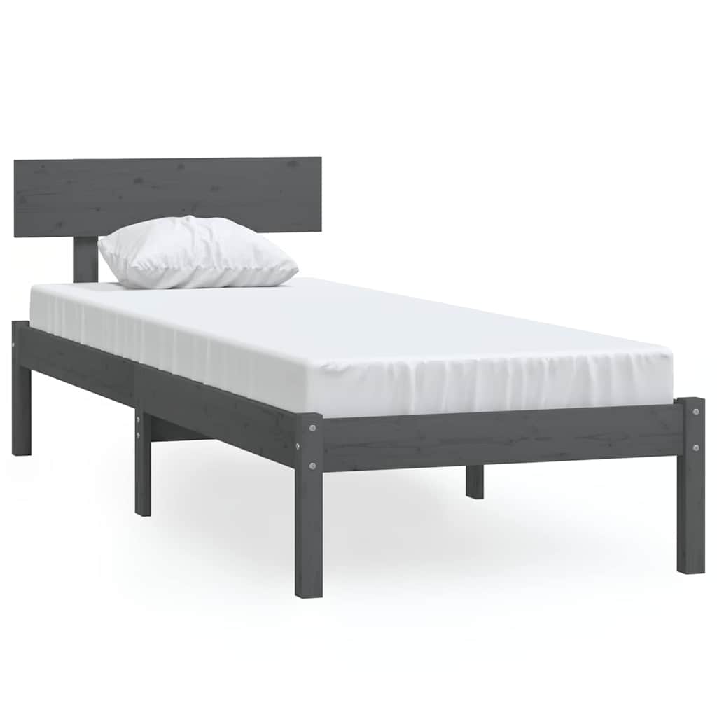 Vidaxl bedframe massief grenenhout grijs 90x190 cm