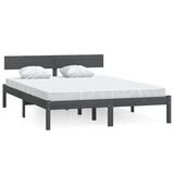 Vidaxl bedframe massief grenenhout grijs 140x200 cm