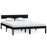 Vidaxl bedframe massief grenenhout zwart 160x200 cm