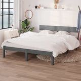 Vidaxl bedframe massief grenenhout grijs 200x200 cm
