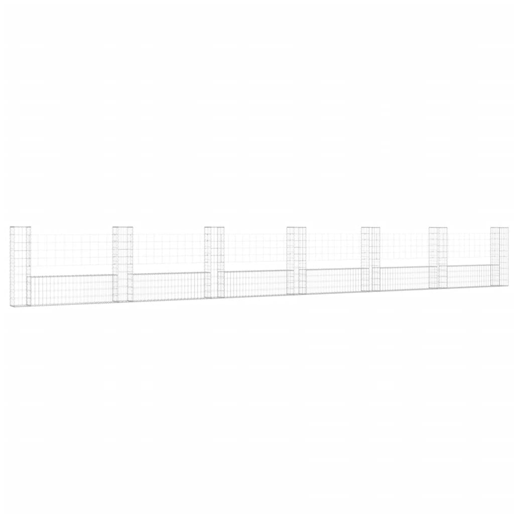 Vidaxl Schanskorf a forma di U con 7 pali 740x20x100 cm di ferro