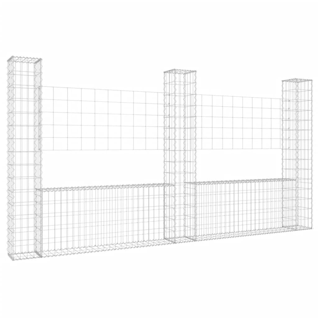 VidaXL Schanskorf U-shaped with 3 posts 260x20x150 cm iron