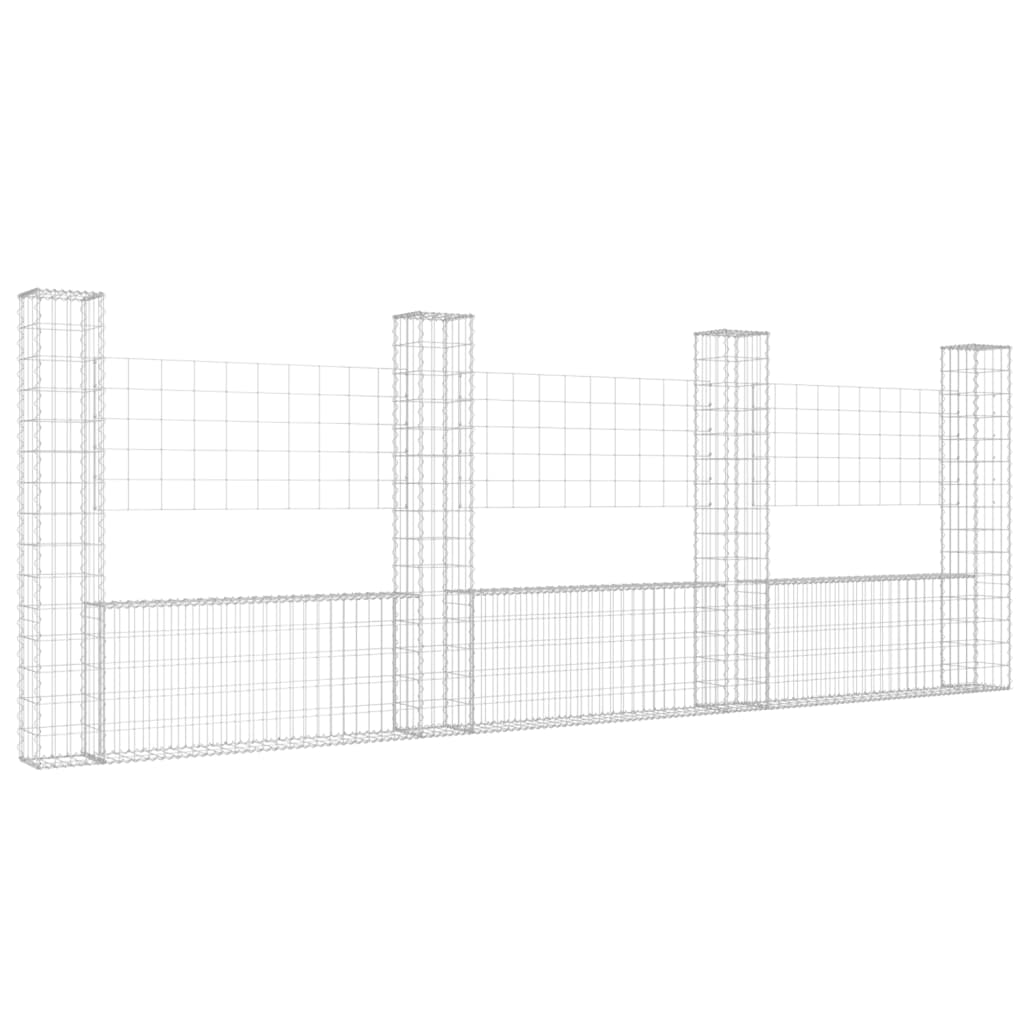 Vidaxl Schanskorf U-shaped with 4 posts 380x20x150 cm iron