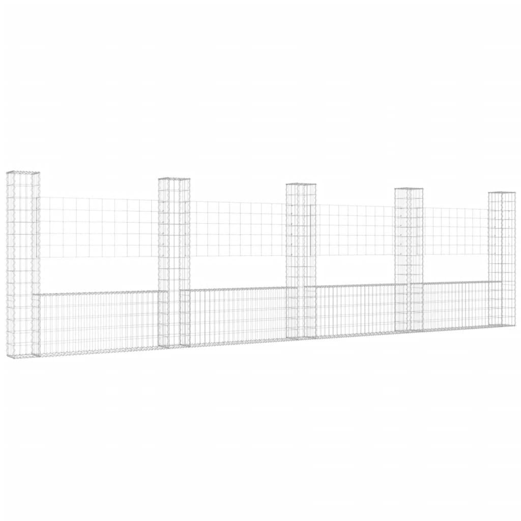 Vidaxl Schanskorf U-oblike s 5 objavi 500x20x150 cm železo