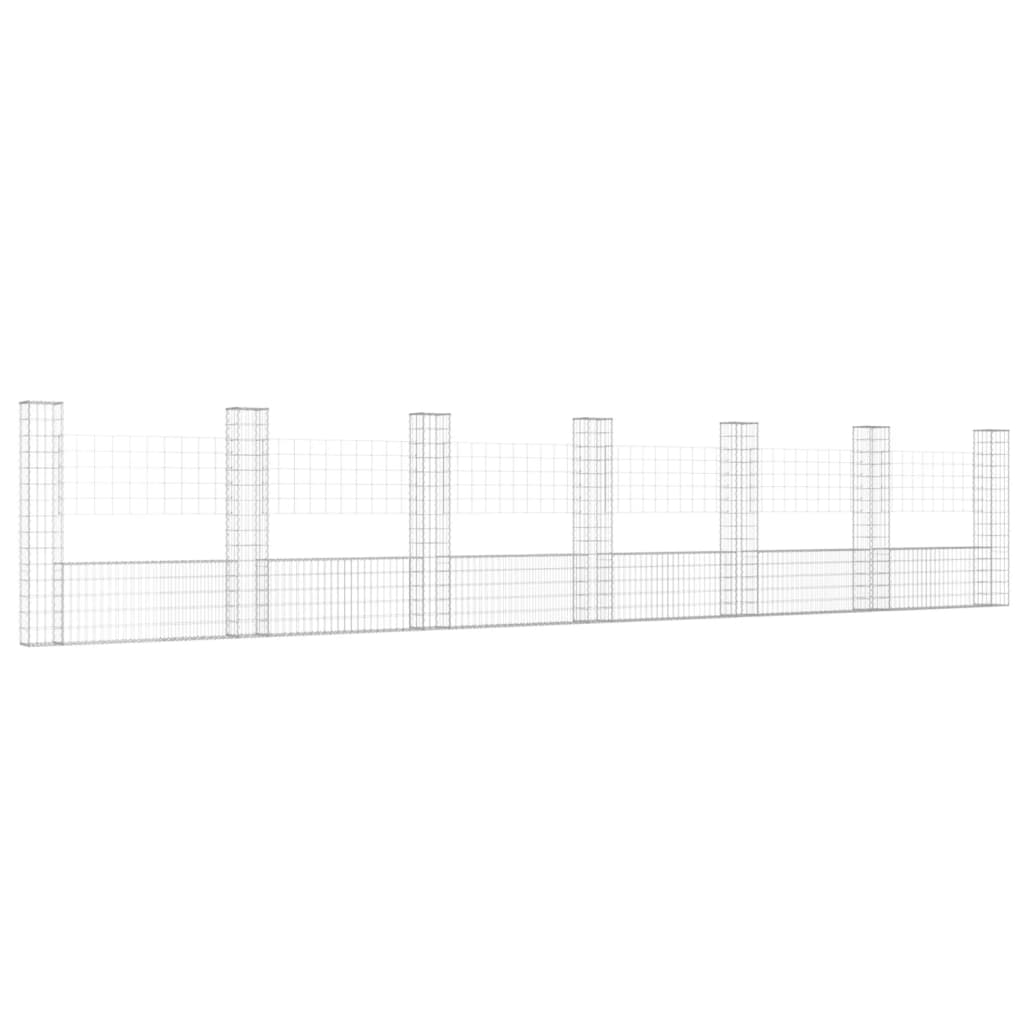 Vidaxl Schanskorf U-förmig mit 7 Pfosten 740x20x150 cm Eisen