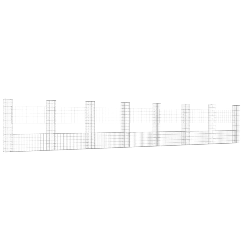 VIDAXL SCHANSKORF U-förmig mit 8 Pfosten 860x20x150 cm Eisen