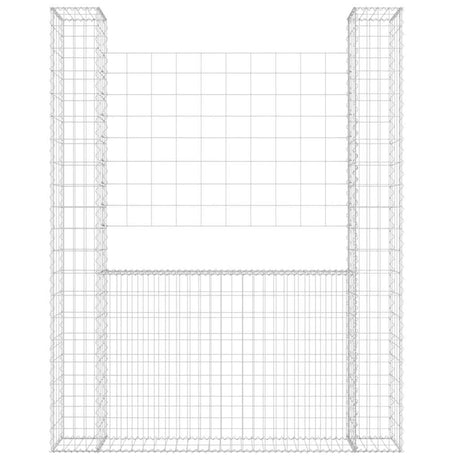 Vidaxl schanskorf u-vormig met 2 palen 140x20x200 cm ijzer